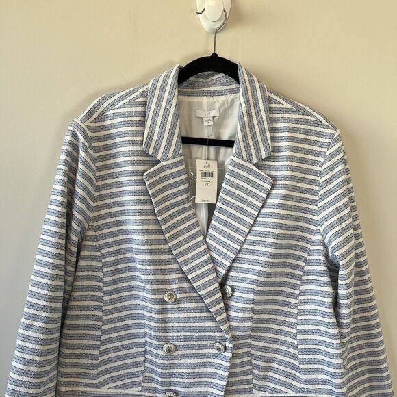 J. Jill Modern Spectator Blazer Blue White Striped Women’s Size 2X NWT’s $159 - Picture 10 of 15